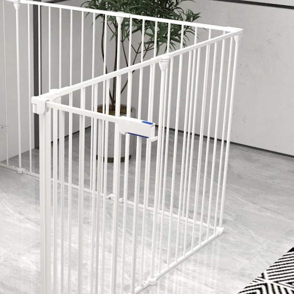 Rootz 2-in-1 Puppy Run Barrier - 8 paneeli - Lukitusovi - Ulkokotelo - Teräs - Valkoinen - 154 cm x 154 cm x 90 cm