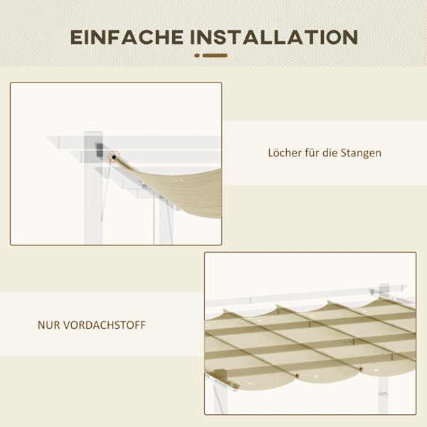 Rootz pergola ersättnings tak - tak - skugga täckning - regn dränering - 250L x 255w cm - brun polyester