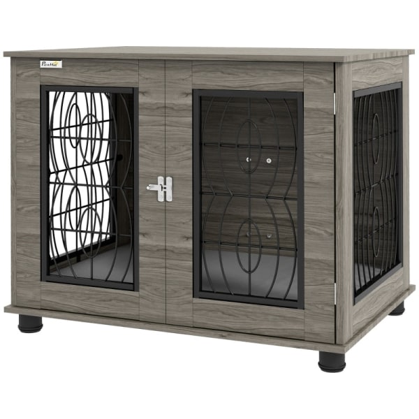 Rootz PawHut Hundekasse - Hundeboks - Pet Kennel - Stilfuld - Sikker - Komfortabel - 80 cm x 56 cm x 63 cm - Spånplade og stål
