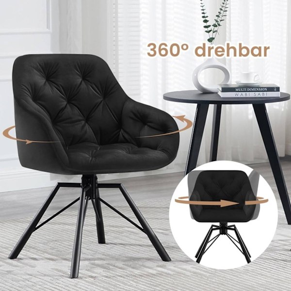 Rootz matstol - Modern köksstol - Vridbar fåtölj - Sammetstyg - Bekväm sits - 57,5 ​​cm x 82,5 cm x 53 cm