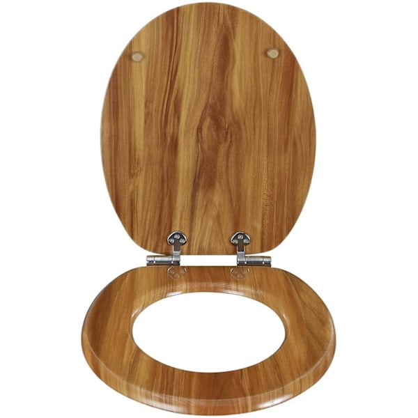 Rootz Soft-Close toiletsæde - Antibakteriel - Vandafvisende - Universal O-formet - 37,8 cm x 43,8 cm - MDF - Zinklegering - Rustfrit stål