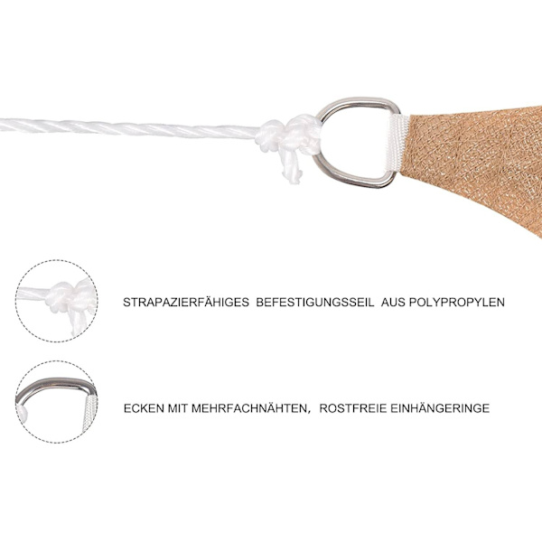Rootz Premium HDPE solsejl - udendørs skygge - UV-beskyttende baldakin - Holdbar, rivefast, nem installation - 4m x 6m