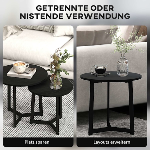 Rootz Moderne sofabord sæt på 2 - sofaborde - hekkeborde - Rumbesparende design - Ø48 x 45 timer cm, Ø40 x 40H cm - Skrabebestandig