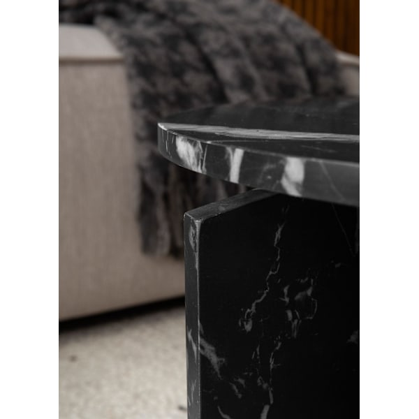 Rootz Modern soffbord - Rund svart look - Stylish Low Table - Anti -Slip Pads - 60cm x 60 cm x 33 cm