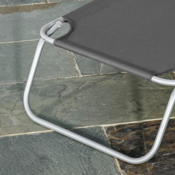 Rootz Sun Lounger - Sammenklappelig liggestol - Justerbart ryglæn - Rustfast - Oxford - Metalramme - Grå - 187 x 55 x 24 Cm