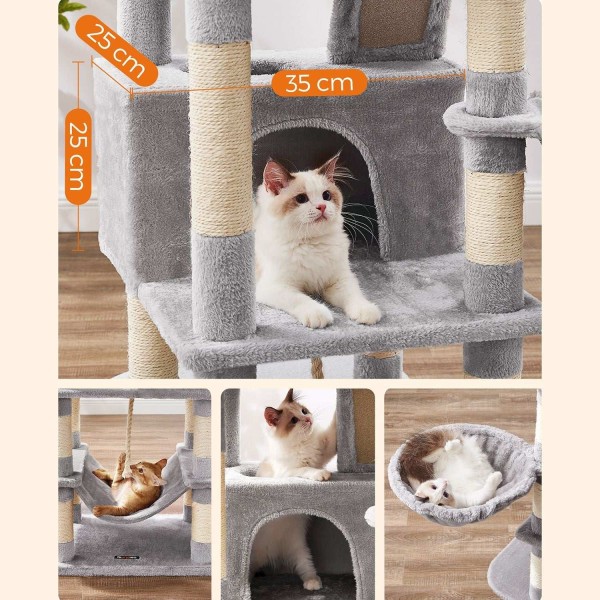 Rootz Multi-Level Cat-skrapstolpe - Kattträd - Kattlägenhet - Material av hög kvalitet - Mysigt plyschskydd - Interaktiva lekfunktioner - Skyddar möbl