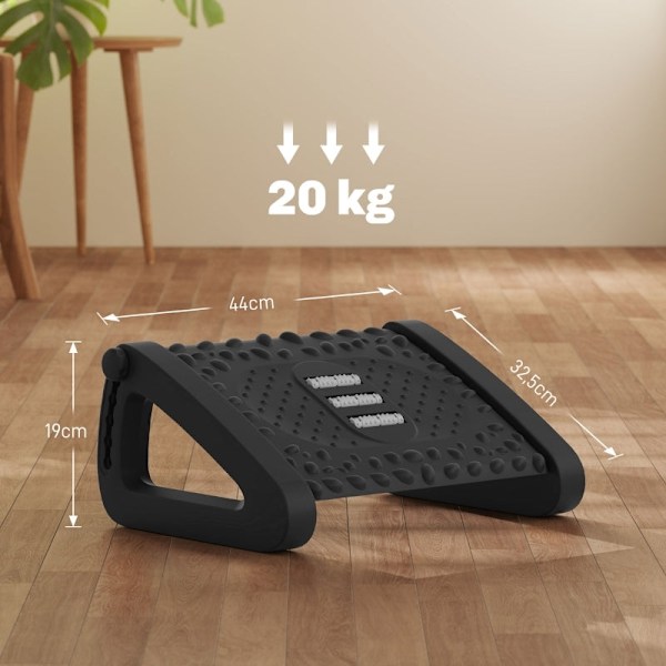 Rootz Ergonomic Desk Fodstøtte - Fodskammel - Benstøtte - Hæver holdning - 44 cm x 32,5 cm x 19 cm