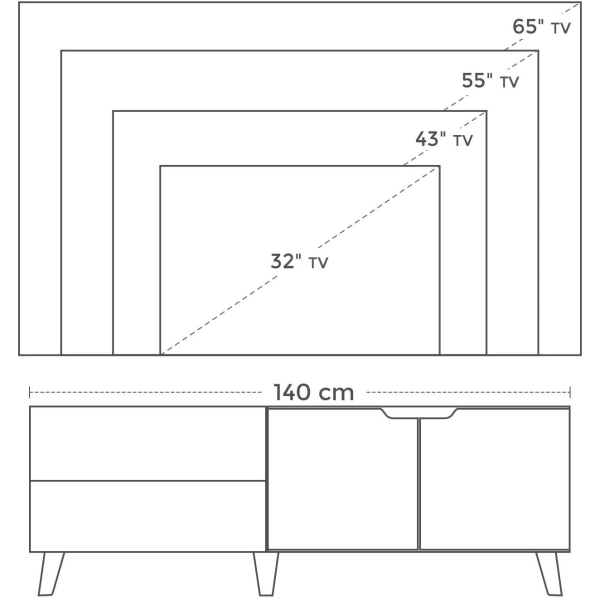 Rootz Big Oaks 2 TV-skab - TV-møbler Industriel - TV-bord Retro - Industriel - Brun - 140 x 40 x 45 cm