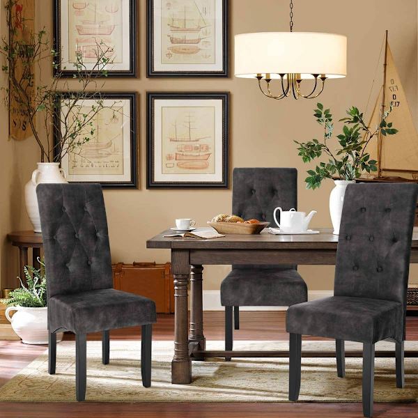 Rootz Set med 4 matstolar - Sammetsklädd - Stolar med hög rygg - Elegant design - Robust konstruktion - Förbättrad komfort - 107 cm x 47 cm x 42 cm