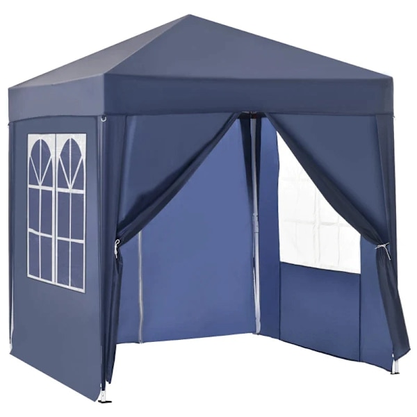Rootz Folding Gazebo - Snabbmontering - 4 sidoväggar - 2 stora fönster - Stålram - Blå - 2 x 2 x 2,4 m