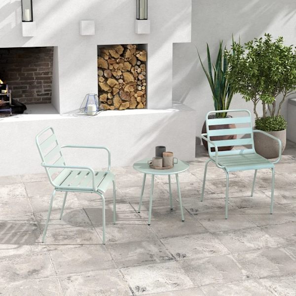 Rootz Trädgårdsmöbler Set - Balkong Bistro Set - 2-delat - Fällbar - Modern Design - Soffbord - Stål - Grön - 51 x 58 x 78 cm
