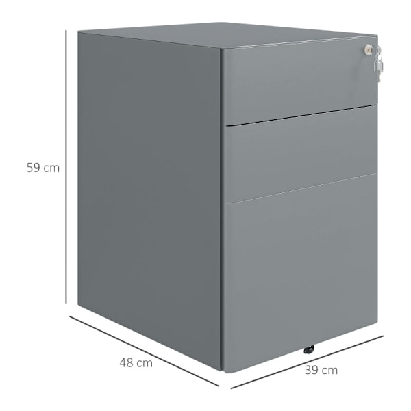 Rootz Office Rolling Container - Arkivskåp - Förvaringsorganisator - Stål Hållbarhet - 39cm x 48cm x 59cm