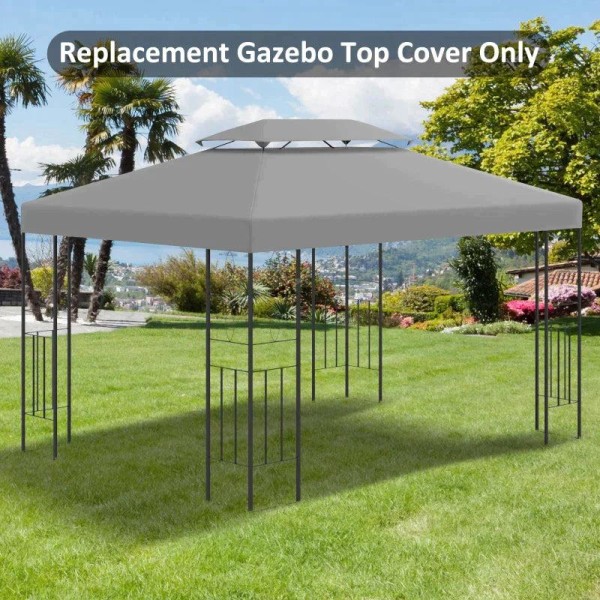 Rootz ersättningstak - Gazebo tak - Ersättningstak - 2-vånings topptak - UV-skydd - Soltältskydd - Ljusgrå - 3 x 4 m