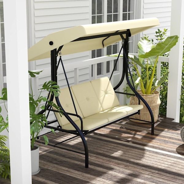 Rootz 3 -sätesvingbänk - veranda swing - Garden Swing - Solskydd - Konverterar dagssäng - 195 cm x 117 cm x 175 cm