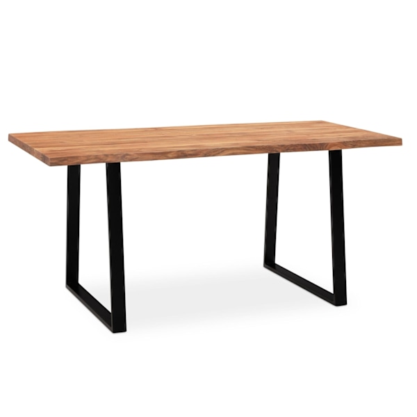 Rootz Massivt akacietræ Spisebord - Køkkenbord - Rektangulært bord - Naturligt trækorn - Unikt trækantdesign - Justerbare højdeknapper - 140 cm x 80 c