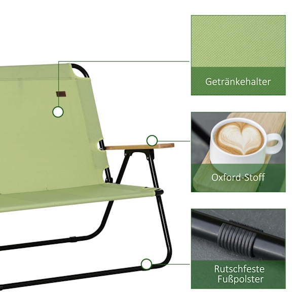 Rootz 2 -personers campingstol - sammenfoldelig liggestol - udendørs fiskestol med kopholder - Holdbart stål & Oxford stof - 141 cm x 67 cm x 80 cm