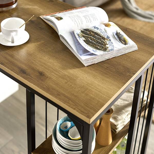 Rootz Modern Bar Bord - Køkkenbord - Spisebord - Industrielt design - Rummelig opbevaring med 3 hylder - Robust metalramme - Ridsefaste gulvbeskyttere