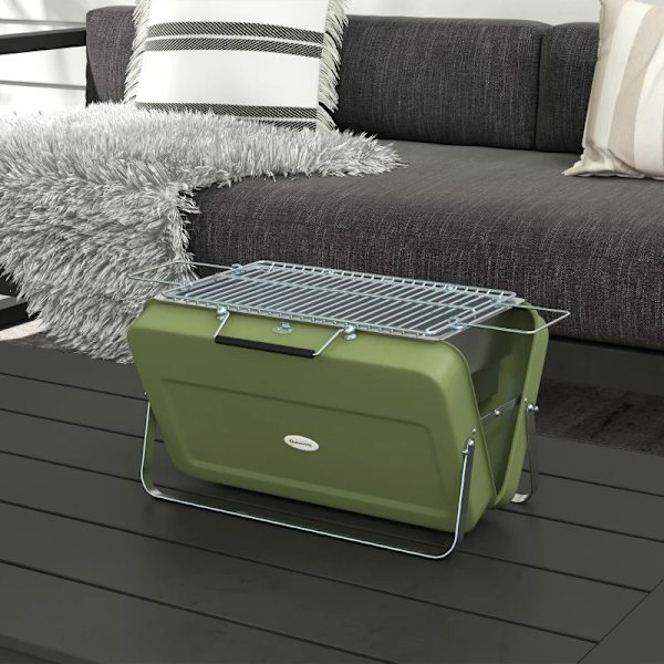 Rootz Kulgrill - Grillstativ - Kulbakke - Askebakke - Metalhus - Metal - Rustfrit stål - Grøn - 47L x 30W x 28H cm