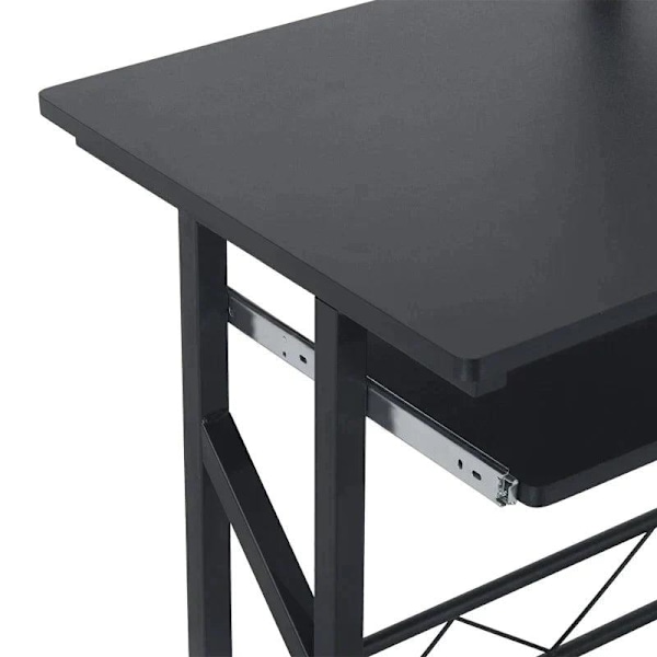 Rootz computerbord - Arbejdsbord med hylder og skuffer - Kontorbord - Studiebord - Skydetastaturbakke - Kontor - Hjem - Sort - 90 x 50 x 95 cm