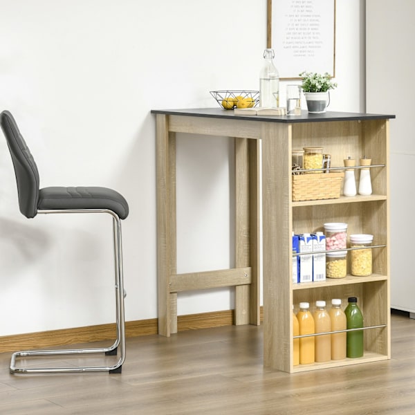Rootz High Bar Table - Kitchen Work Desk - Tilaa säästävä säilytys - 112L x 57W x 106H CM - Musta tammi.