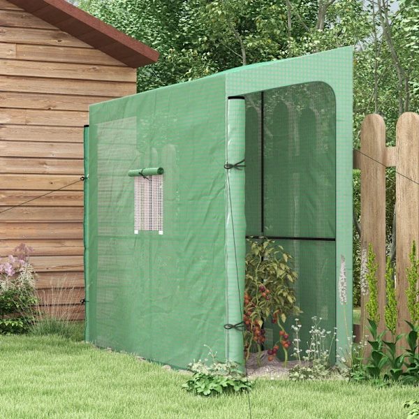 Rootz Lean-To Greenhouse - Cold Frame Greenhouse - Roll Up Doors - Filmväxthus - Väderbeständig - Grön - 200cm x 80cm x 200cm