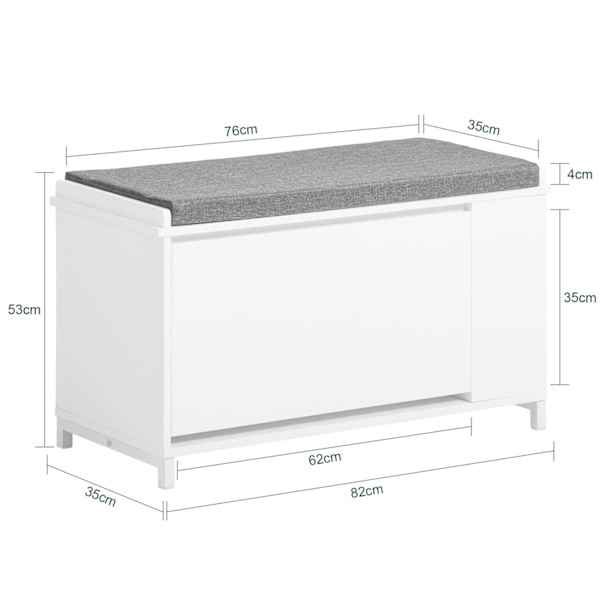Rootz skoskab med bænk - Skoorganisator - Opbevaringsbænk - Komfortable siddepladser - Alsidig opbevaring - Holdbar MDF og metalkonstruktion - 82 cm x