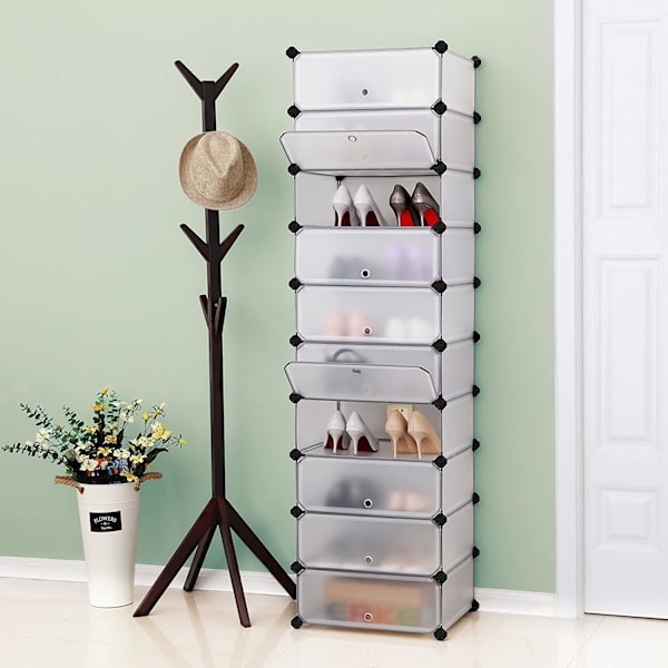 Rootz Skoskab til 20 par sko - 10 etager - Skostativ - 43 x 31 x 173 cm