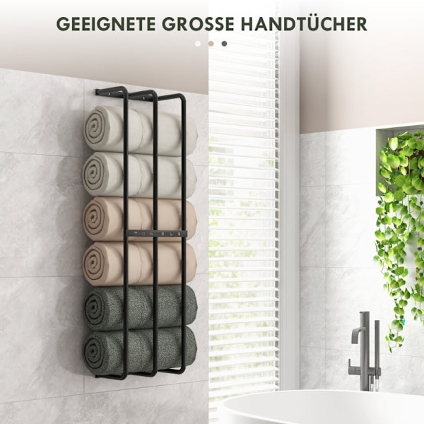 Rootz vægmonteret håndklædestang - Håndklædeholder - Håndklædeholder - Lodret design - Pladsbesparende - Holdbart metal - Sort finish - 21 cm x 12 cm
