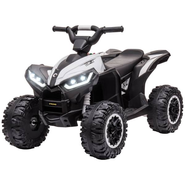 Rootz børnequad elbil - Elektrisk ATV til børn - Køretøj - Ergonomisk sæde - LED-forlygter - 83 cm x 53 cm x 55,5 cm - Sort + hvid