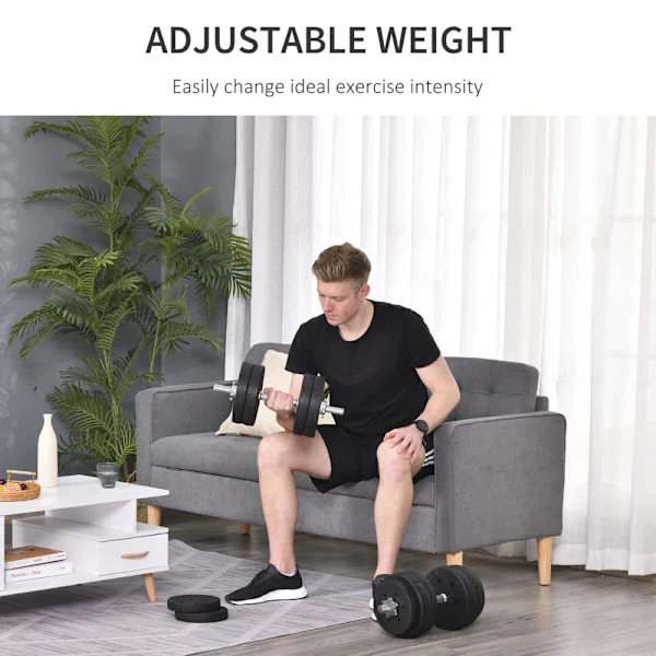 Rootz Hantelset - 30KG Hantelset - med viktskivor - för hemmakontoret gym - Stål - PU - Styrketräning - Svart