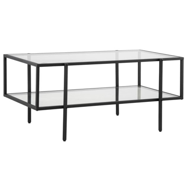 Rootz Sofabord - Sidebord - Med glasplade - Bord - Med 3 hylder - Hærdet glas/stål - Gennemsigtig/Sort - 100 x 55 x 45,5 cm