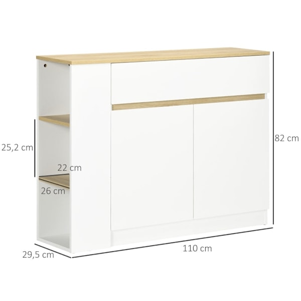 Rootz skænk - Buffetskab - Opbevaringsenhed - Rigelig opbevaring - Justerbar hylde - Nem at rengøre - 110L x 29,5W x 82H cm - Spånplade