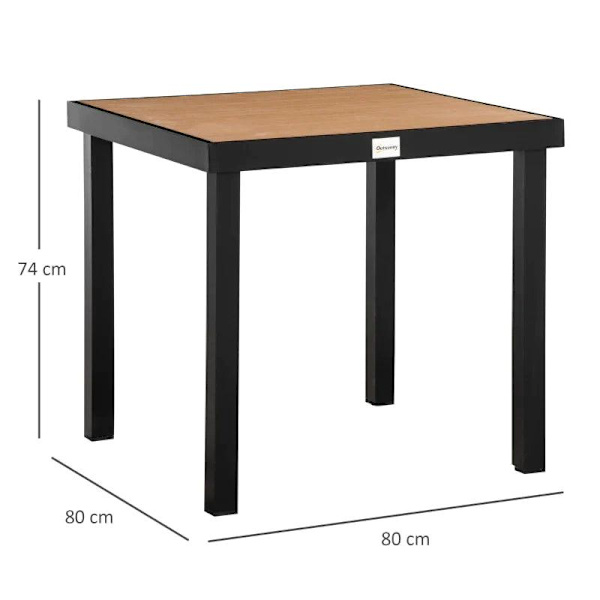 Rootz Outdoor ruokapöytä - Puutarhapöytä - Alumiinipöytä - Puutarhakalusteet - Olohuoneen kalusteet - Alumiini/Muovi - Luonnollinen/Musta - 80c mx 80c