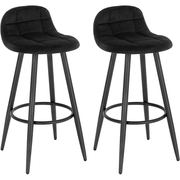 Rootz Velvet Barstol - Bordskammel - Køkkentaburet - Komfortable siddepladser - Robust konstruktion - Nem montering - 84cm x 39cm x 31cm