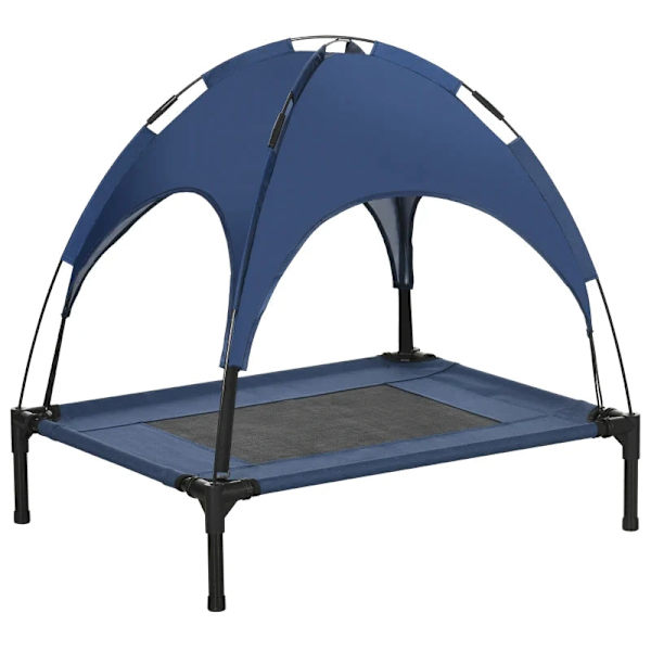 Rootz Hundesenge - Hundesofaer - Sengefoldning - Stofbetræk - Uv-beskyttelse - Skridsikre ben - Vejrbestandig - Oxford+mesh - Blå - L76 x B61 x H73 cm