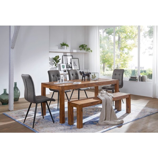 Rootz Sheesham massivt træ spisebord - køkkenbord - rektangulært spisebord - tidløst design, udtryksfuldt trækorn, sæder op til 8 - 160 cm x 80 cm x 7