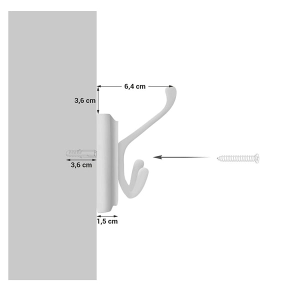 Rootz væg knagerække - knagerække - 4 knager - knage - frakker - hatte - tasker - hvid - MDF - 40 x 11 x 7 cm