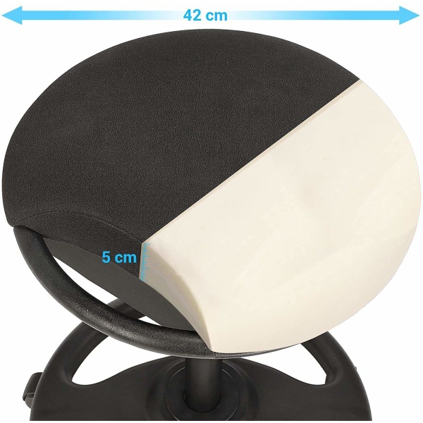 Rootz Work Taburet - Ergonomisk - På hjul - Tiltbar - Højdejusterbar - Roterbar - Sort - Stof - Nylon - Jern - 50 x 50 x 55-73 cm