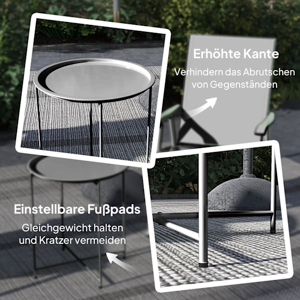 Rootz Round Garden Table - Terrassbord - Fällbart utomhusbord - Hållbart stål - Ø46cm x 50 cm