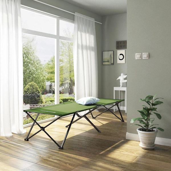 Rootz Campingseng - Heavy Duty Campingseng - Sammenklappelig lejrseng - Udendørs soveseng - Kompakt lejrseng - Campingseng til børn - Army Green - 206