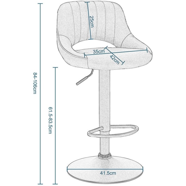 Rootz 2 baarituolia - Säädettävät tasotuolit - Kääntyvät baarituolit - Mukavat, monipuoliset, kestävät - Keinonahka & metalli - Kokonaiskorkeus 84-106