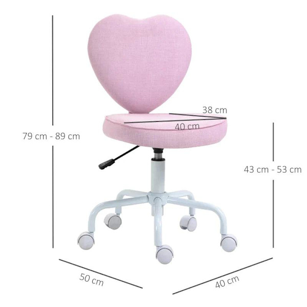 Rootz Skrivebordsstol - Stol drejelig - Stol Computer - Stol - Stolesæde - Pink - 40 x 50 x 79-89 cm