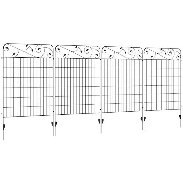 Rootz Puutarha-aita - Vintage Design - Säänkestävä - Lattia-aita - Maatuet - Metalli - Musta - 352L x 110H cm
