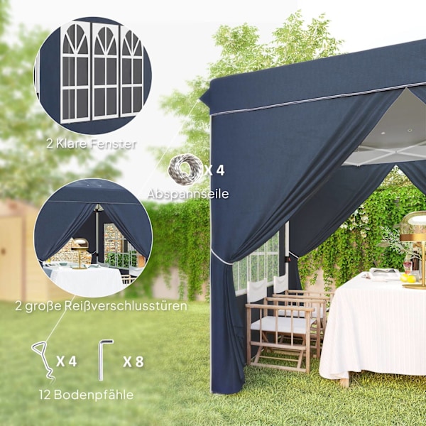 Rootz 2,5 metrin pop -up huvimaja - puutarhateltta - ulkokatos - UPF50+ Suojaus - 248L x 248W x 270H CM - Sisältää sivuseinät ja kantolaukut