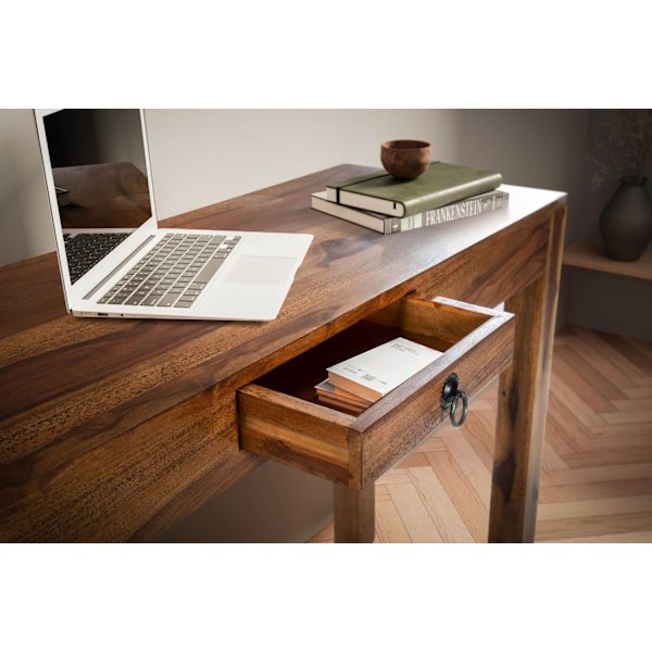Rootz Solid Office Bord - Moderne skrivebord - Bureau - Håndlavet - Robuste ben - Sheesham Wood - 118cm x 40cm x 76cm
