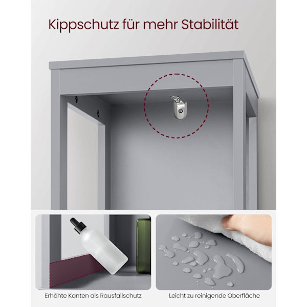 Rootz Højskab - Opbevaringsskab - Duegrå - MDF - 30 cm x 30 cm x 141,5 cm - Letvægts - Robust - Nem montering