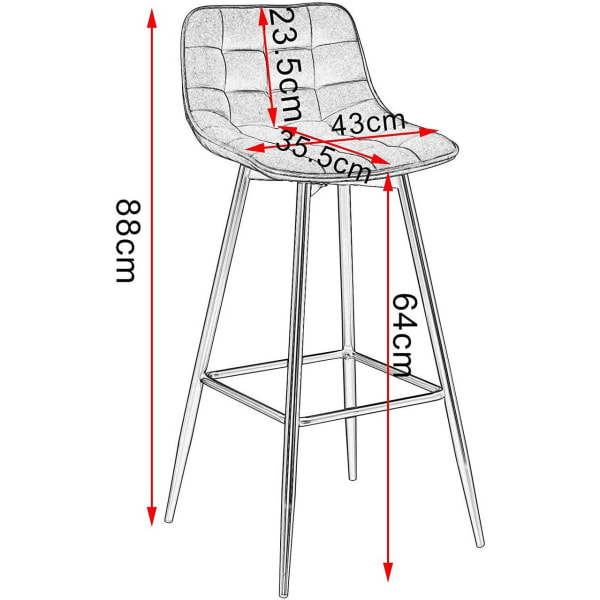 Rootz Barpall - Designerbarstol, bänkpall - konstläder, metallben - Bekväma och ergonomiska, robusta och hållbara, mångsidiga och stilfulla - Sitthöjd