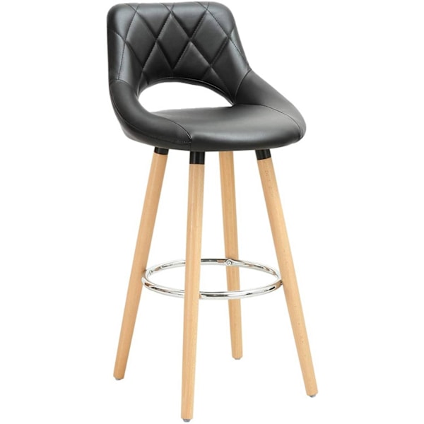 Rootz Barstol i imiteret læder - Skammel af træramme - Komfortabel siddeplads - Holdbar og stabil - Nem montering - 91 cm x 43 cm x 43 cm