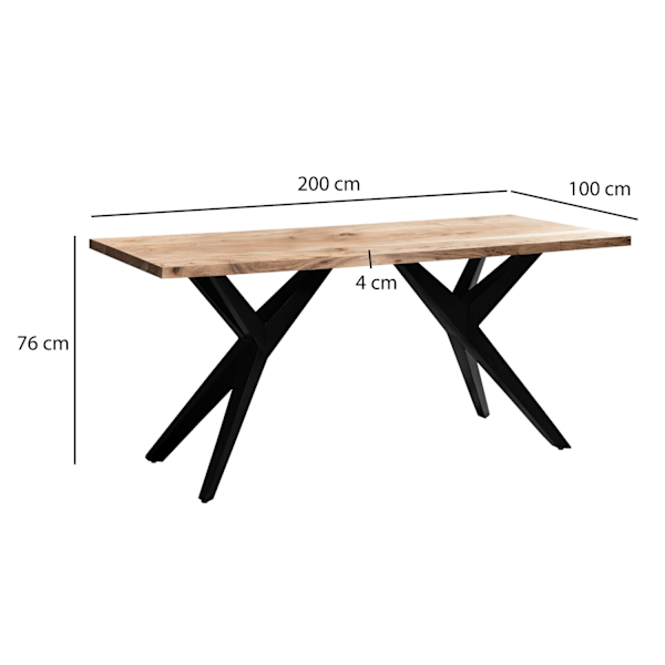 Rootz Massive Dining Table - Loft Style - Rectangular Table - Acacia Wood - Handcrafted & Unique - 200 cm x 100 cm x 76 cm