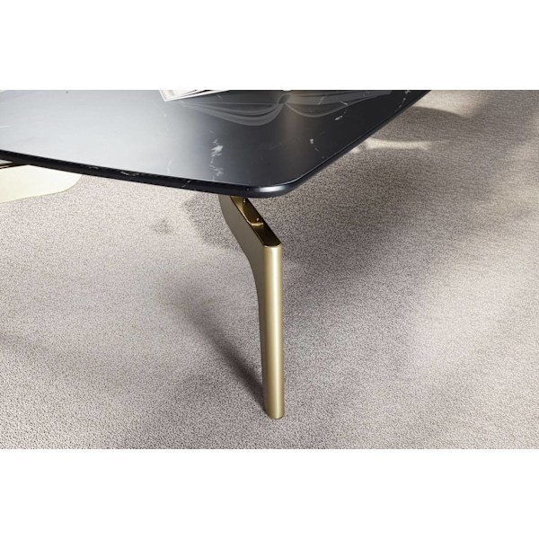 Rootz Modern Design Soffbord - Rektangulärt bord - Marmorlook - Svart & Guld - Stort förvaringsutrymme - 120 cm x 60 cm x 30,5 cm